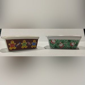 Century Ceramic Christmas Loaf Pans Lot Of 2